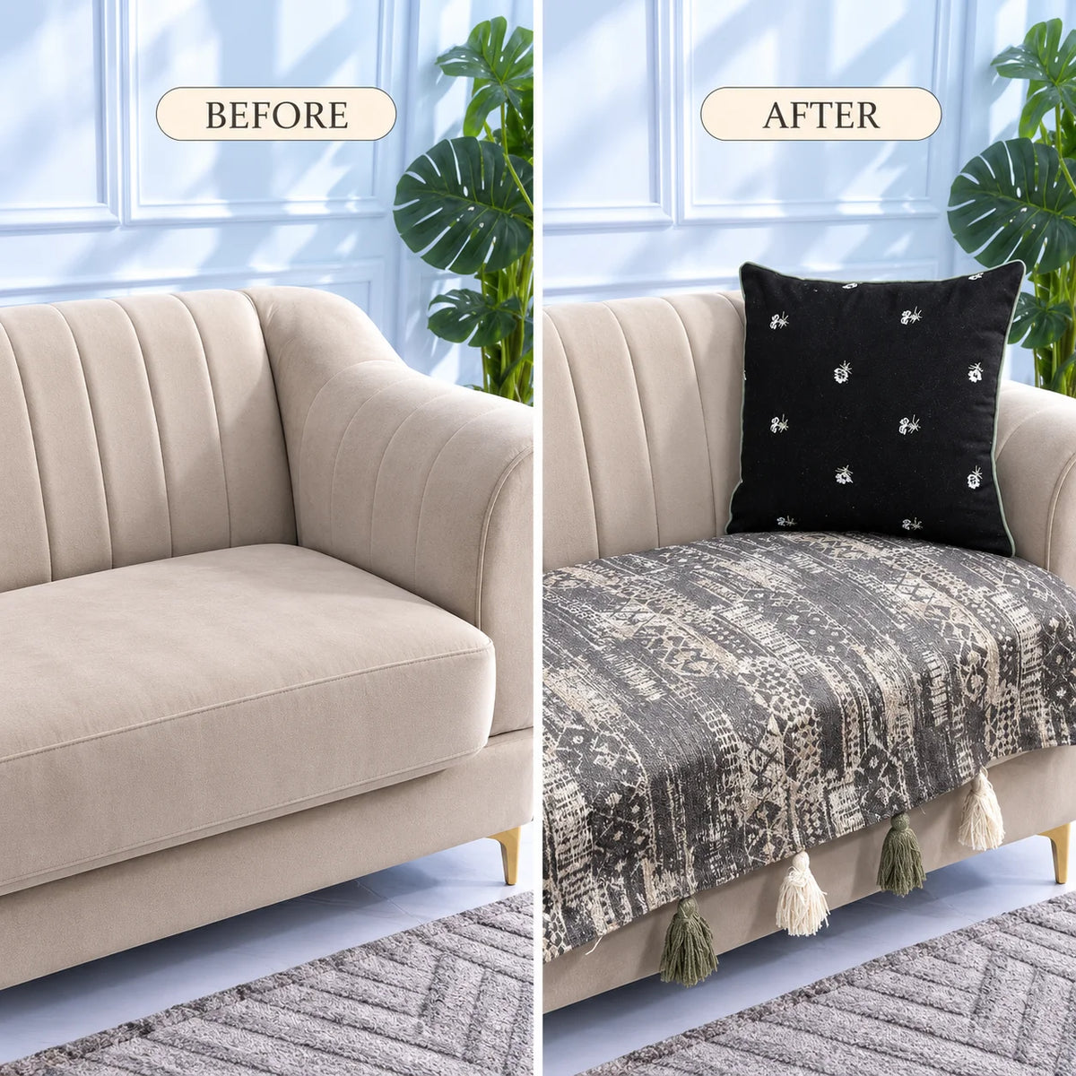 Sofa Cover with Tassels
