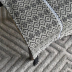 Black & Cream Diamond Jacquard Chair Cover with White Lace & Tassels