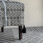 Black & Cream Diamond Jacquard Chair Cover with White Lace & Tassels