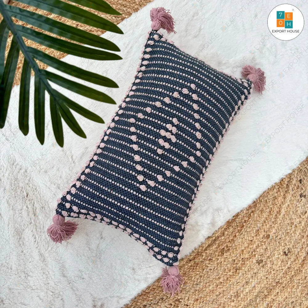 Export House Cotton Boho Lumbar Cover - Size:30cm X 50cm (12" X 20")