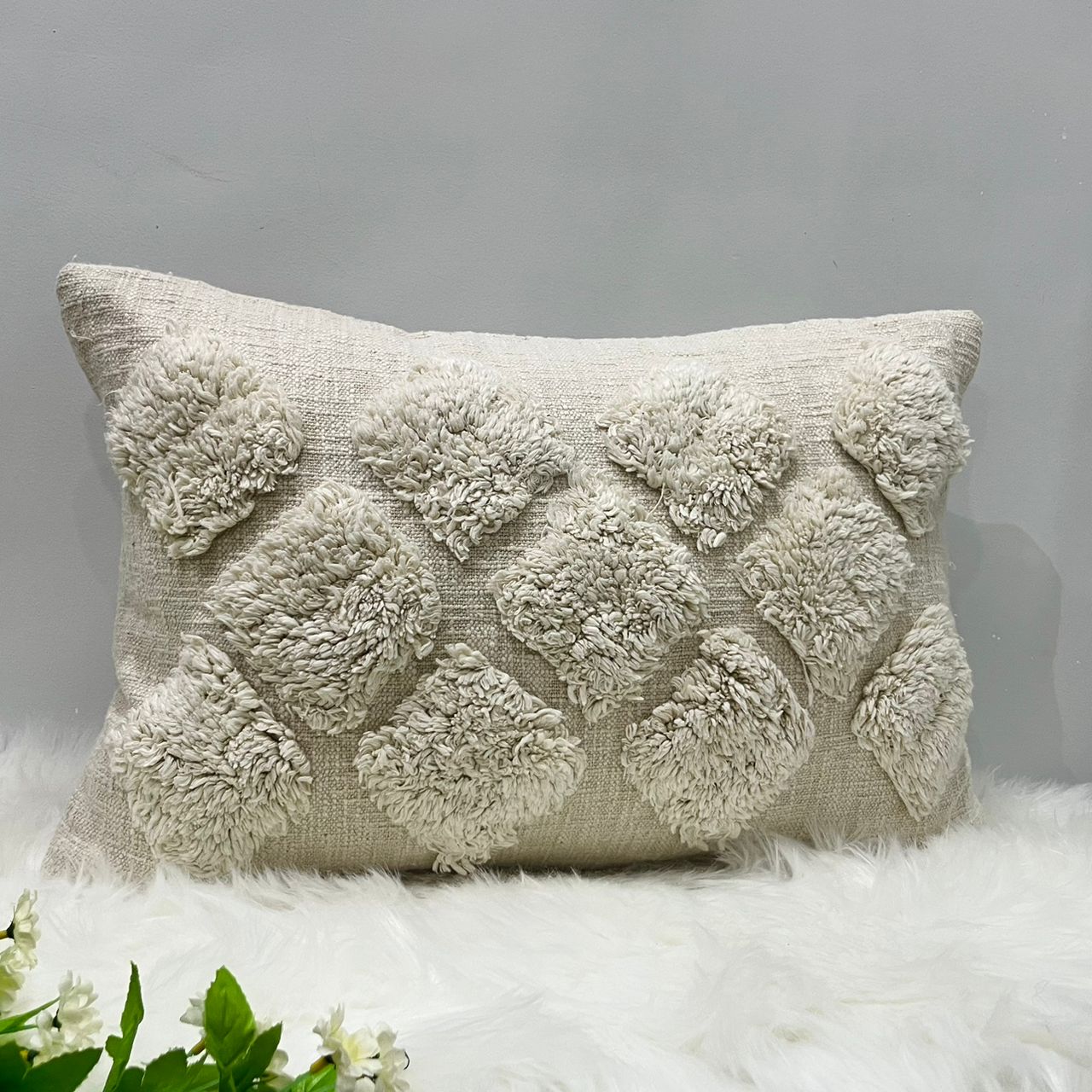 Tufted Cushion Covers Size: 40cm X 60cm (16" X 24") Material: Cotton in just Rs. 500.00, (Lumber Cover by Export House )