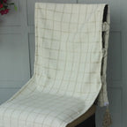 Hazelnut Grid Line Chair Cover with Tassels