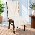 Pure Ivory Textured Chair Cover with Tassels