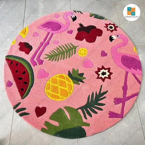 Flamingo Round Kids Carpet