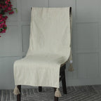 Olive Vertical Line Chair Cover with Tassels