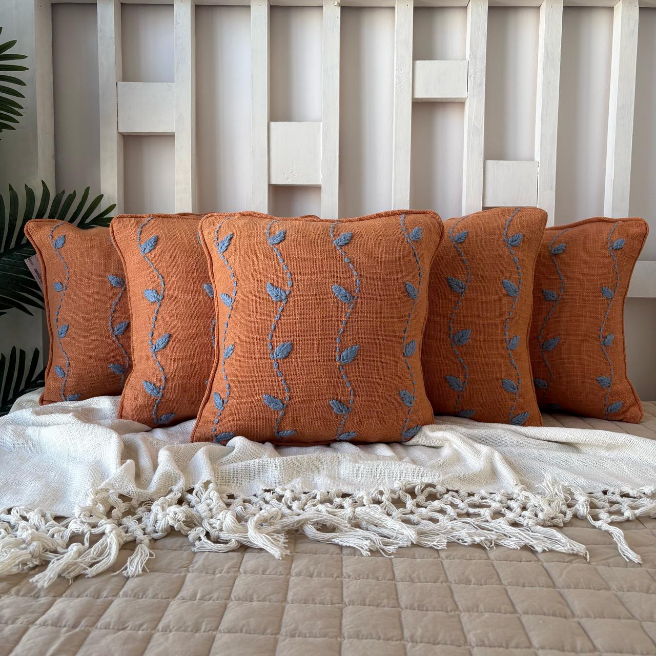Slub-Cotton Printed Cushion Cover, 40cm X 40cm (16" X 16")
