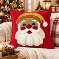 Merry Santa Claus Christmas Embroidered Cotton Cushion Cover â€“ 16 Ã— 16 Inches
