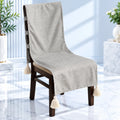 Minimal Solid Grey Chair Cover with Tassels