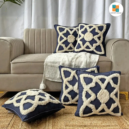 Export House Cotton Tufted Cushion Cover -  Size:40cm X 40cm (16" X 16")
