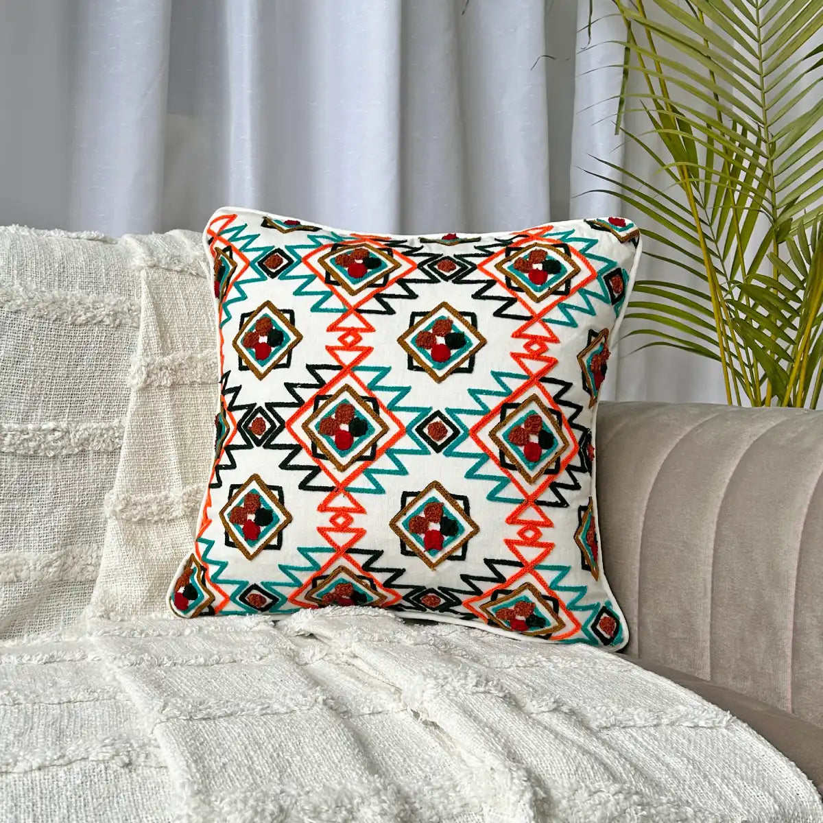 Exotic jaipur - Cotton Cushion Cover, Embroidered