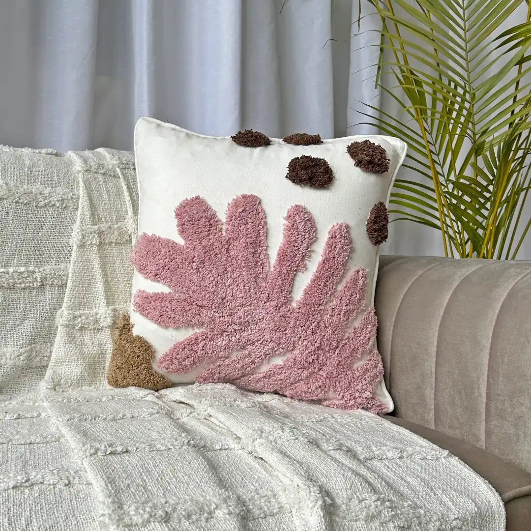 Pink fern garden - Premium Cushion Cover