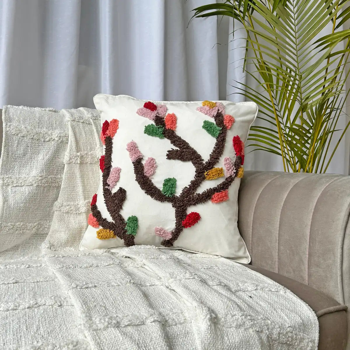 Rainbow floral vine - Premium Cushion Cover