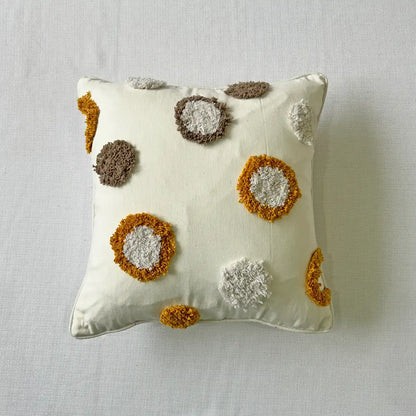 Yellow Dot Delight - Tufted Premium Cushion Cover