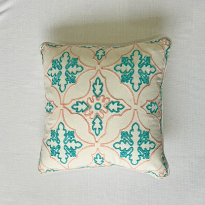 Jaipur mosaic - Hand-Embroidered Premium Cushion Cover with Aari Work