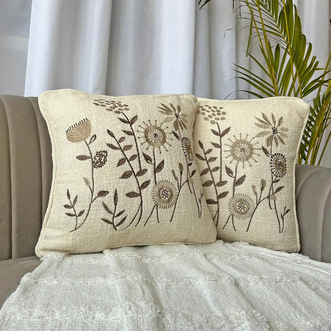 Upgrade Your Comfort with Stylish 40cm X 40cm Cotton Embroidered Sofa Cushions