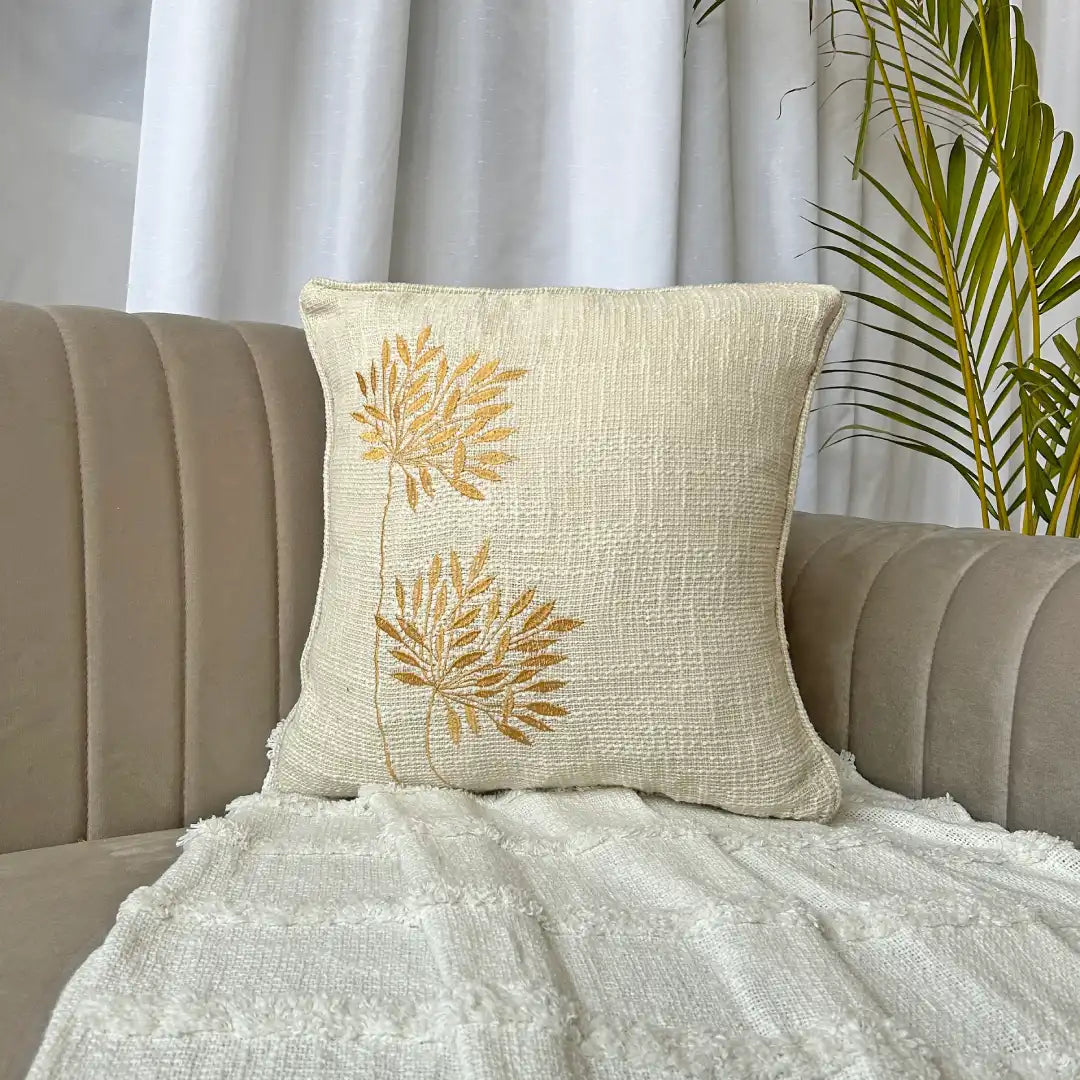 Enhance your interior design with our embroidered cotton cushion cover, sized 16x16 inches. Made from premium cotton fabric, it adds style and comfort to your space. Explore Export House exquisite collection today!