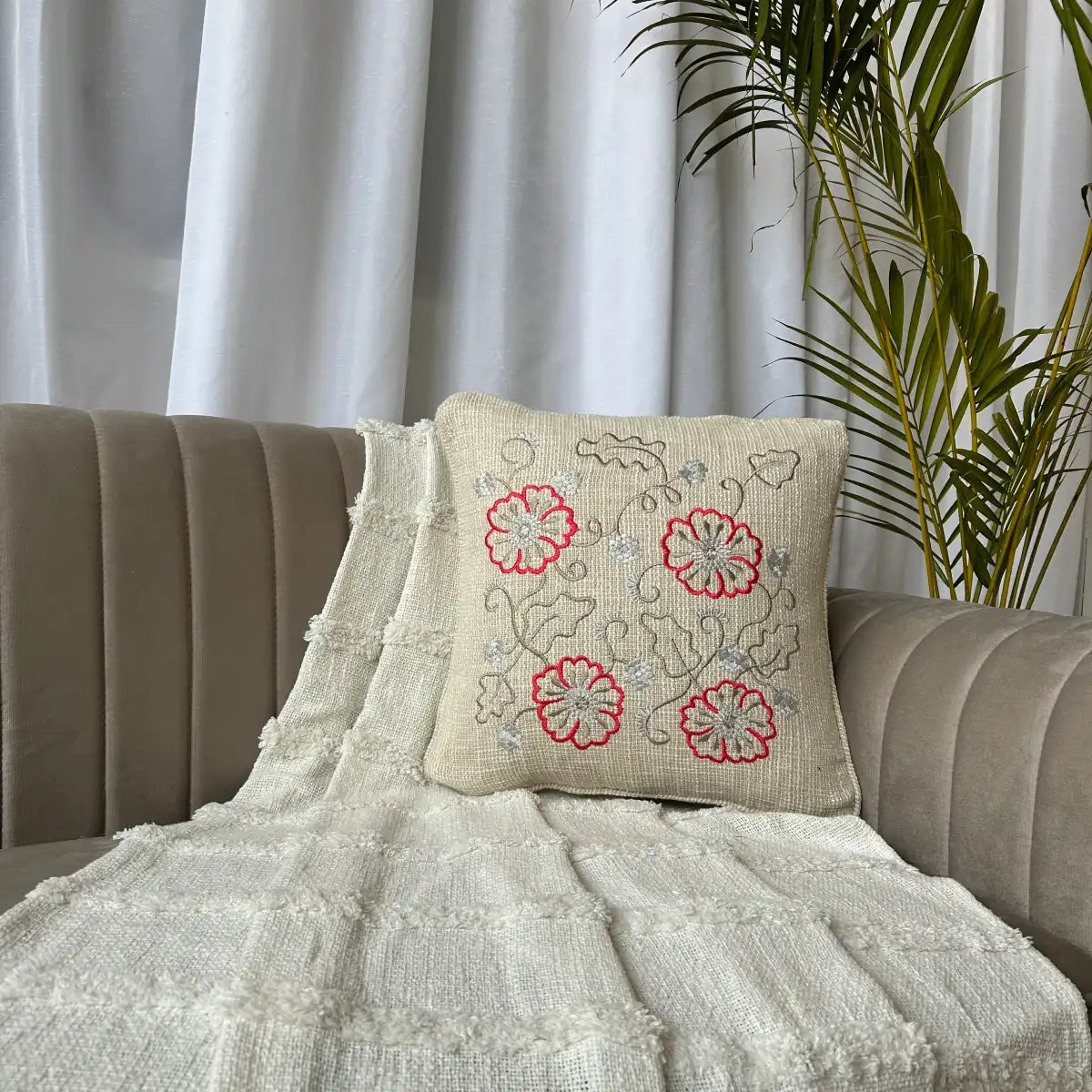 Scarlet Blooms - Premium Cushion Cover