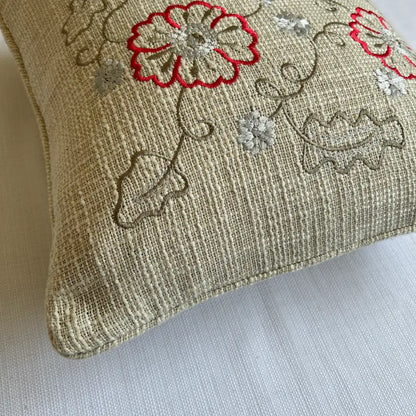 Scarlet Blooms - Premium Cushion Cover