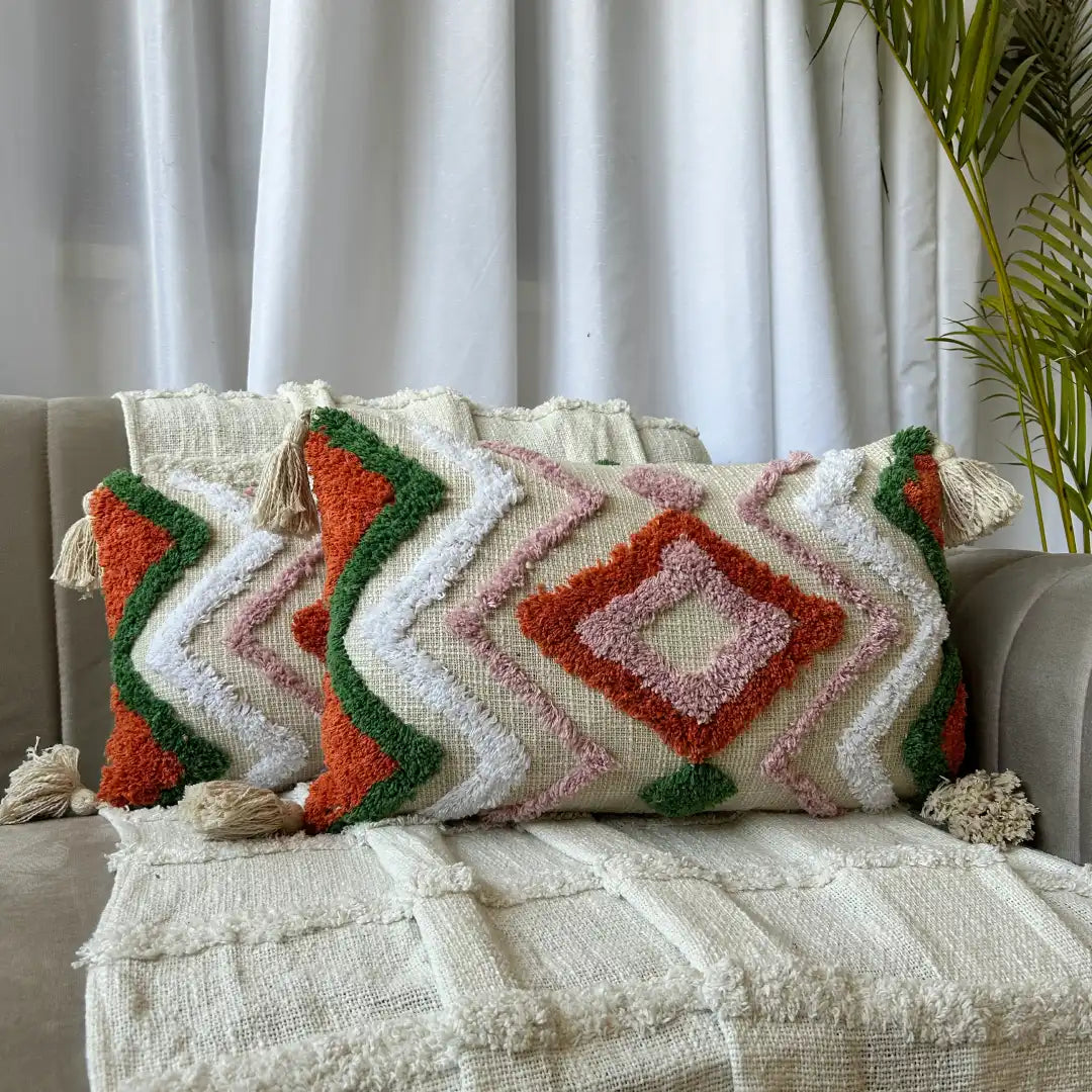 Boho Cotton Chair & Sofa Cushion - 12x20 Inch - Stylish Comfort for Home Decor