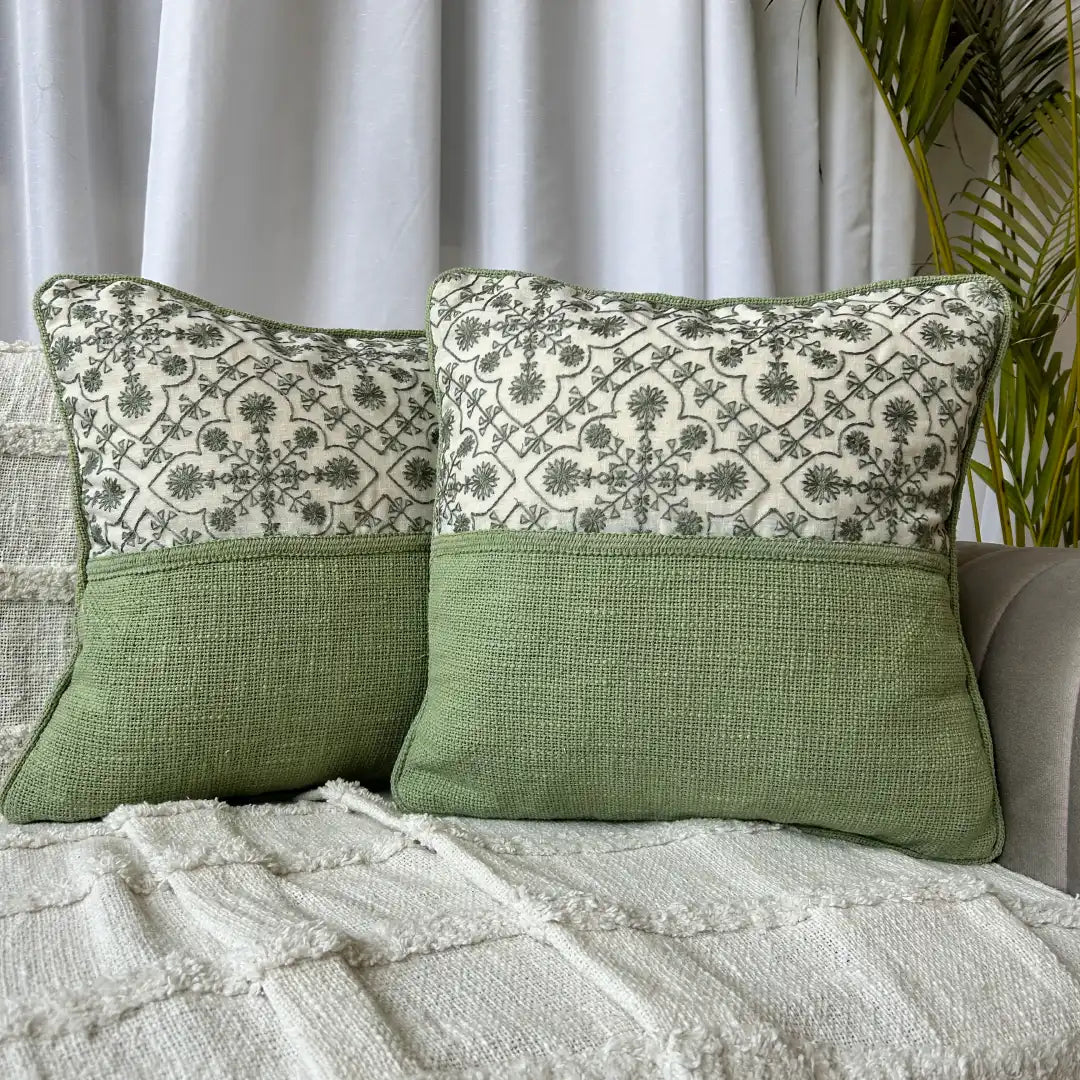 Sage Linen Symmetry - Premium Cushion Cover