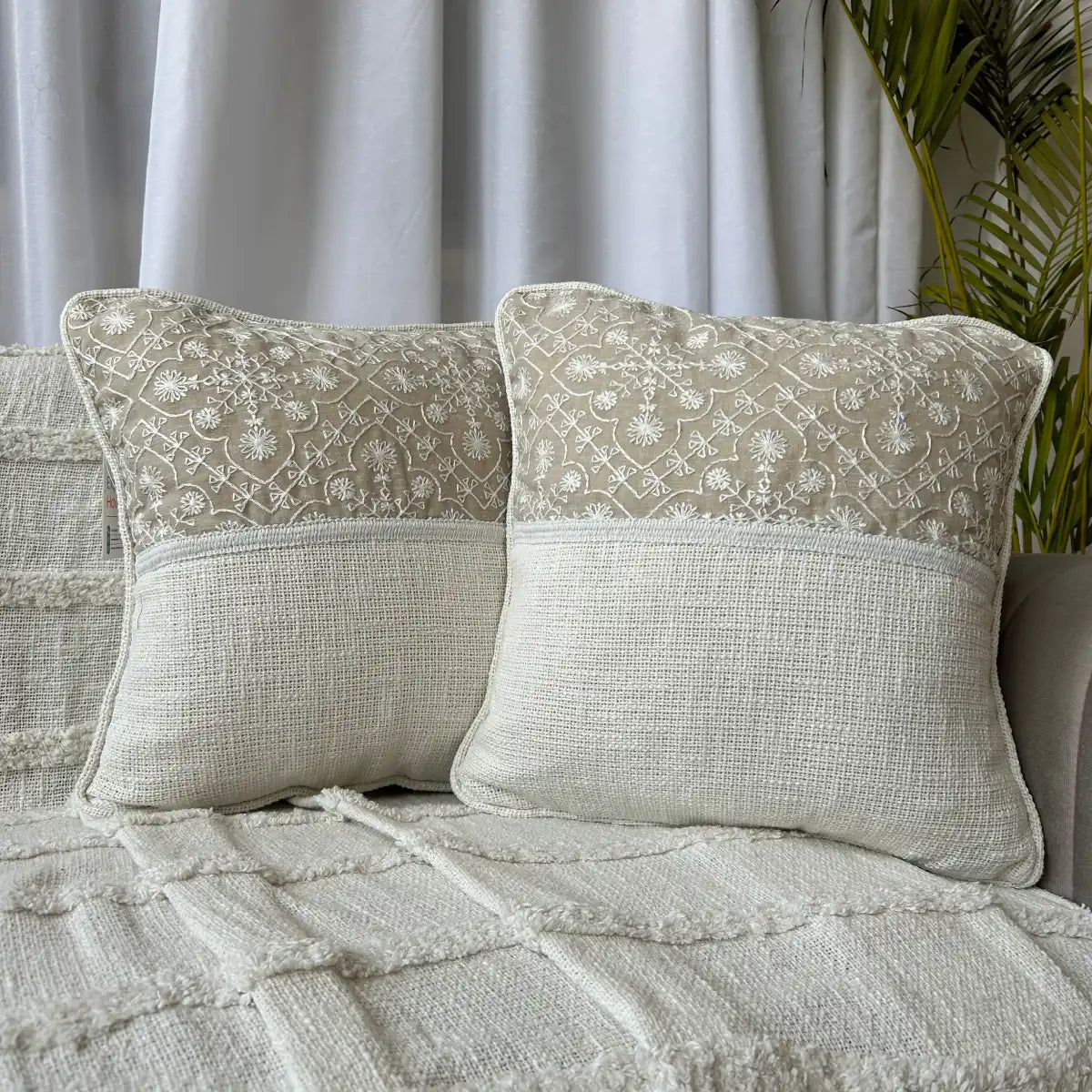 Half & Half Linen Elegance - Premium Cushion cover