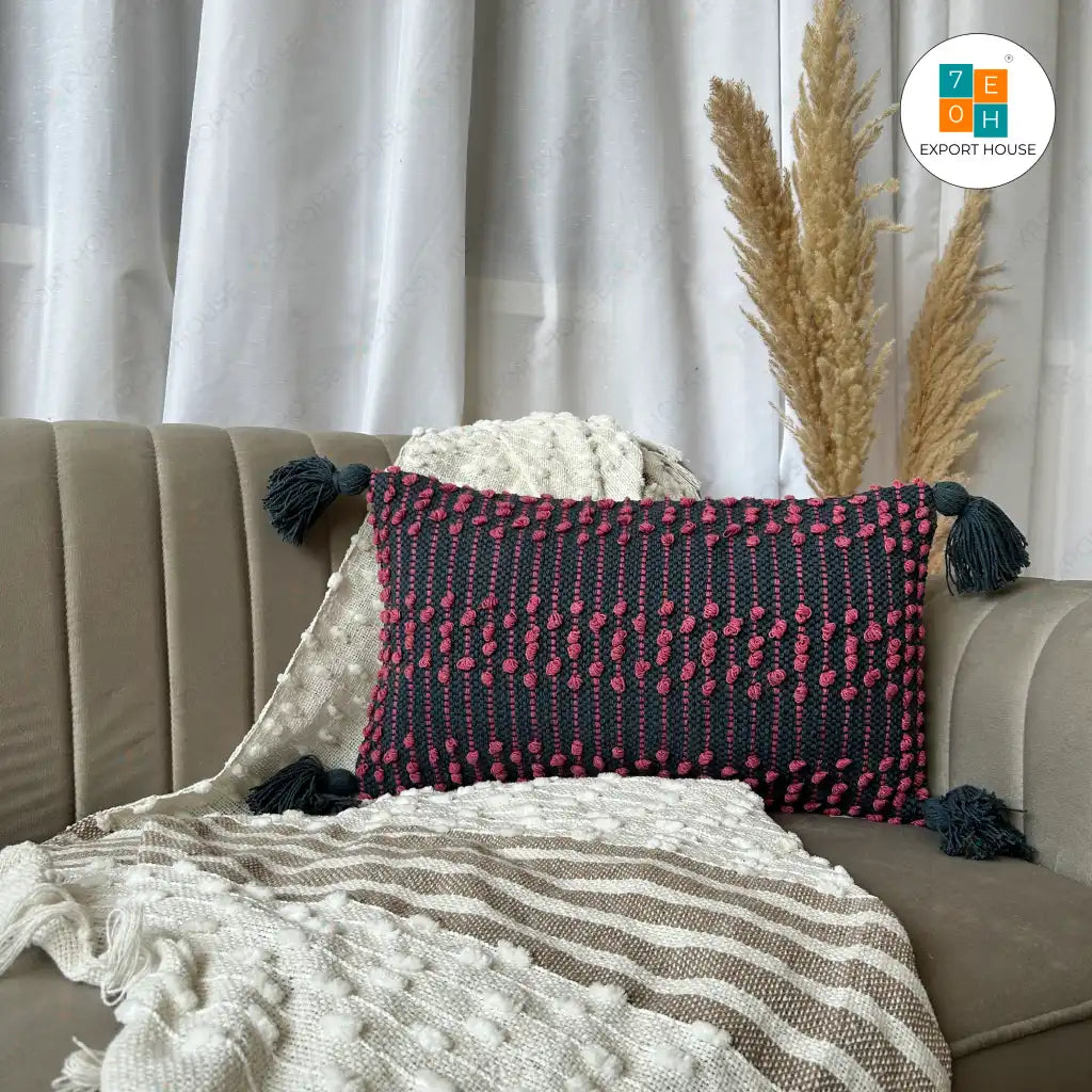 Export House Cotton Boho Lumbar Cover - Size:30cm X 50cm (12" X 20")