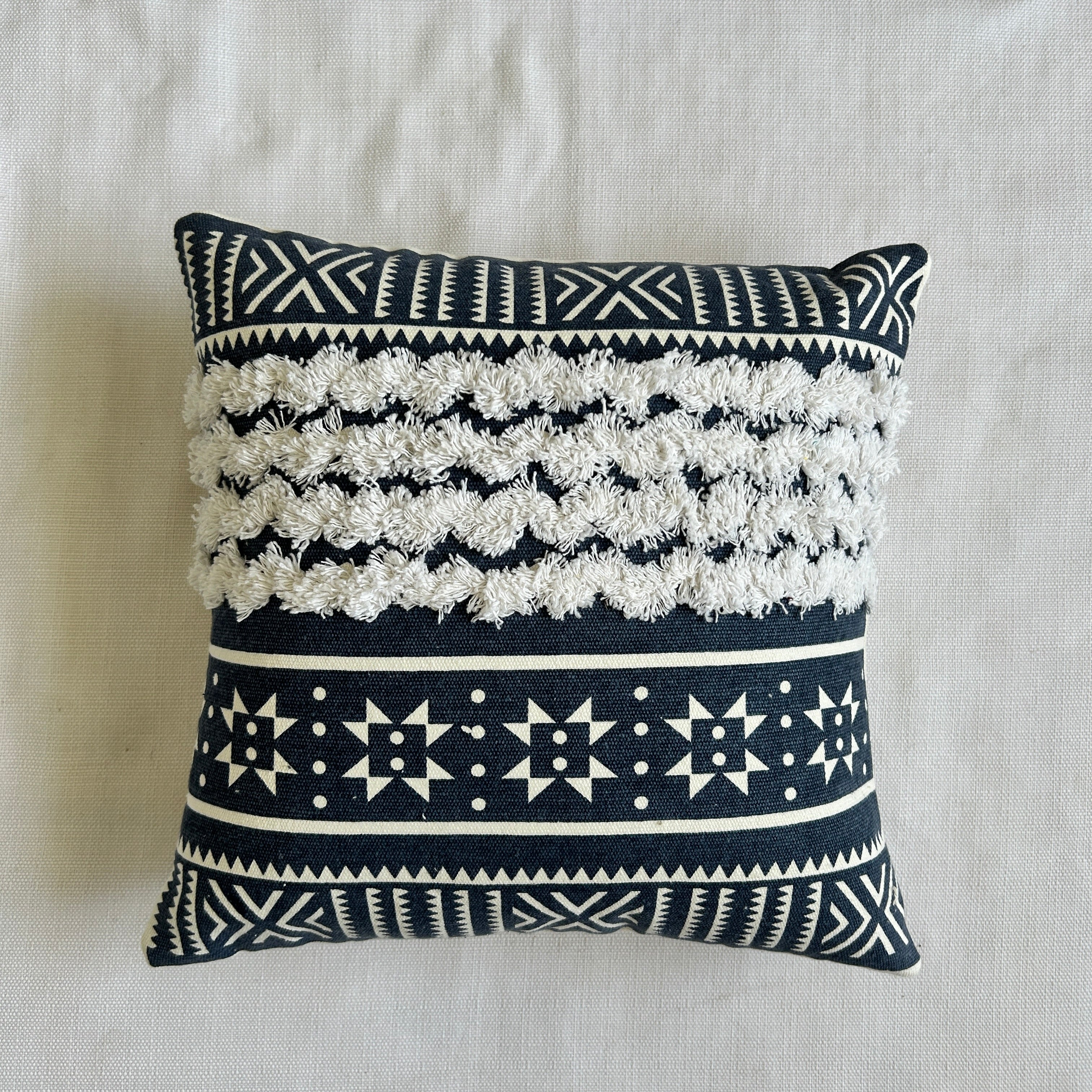 Blue Block Tufted