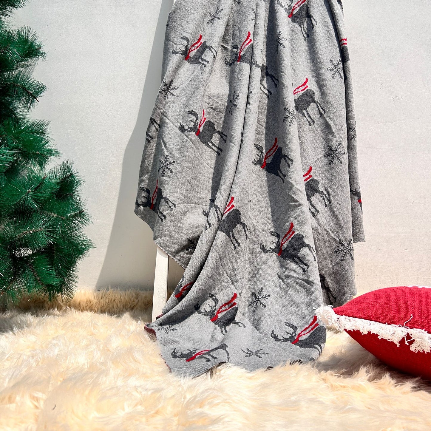 Knitted  Cotton-Blend  Sofa Throw Blanket