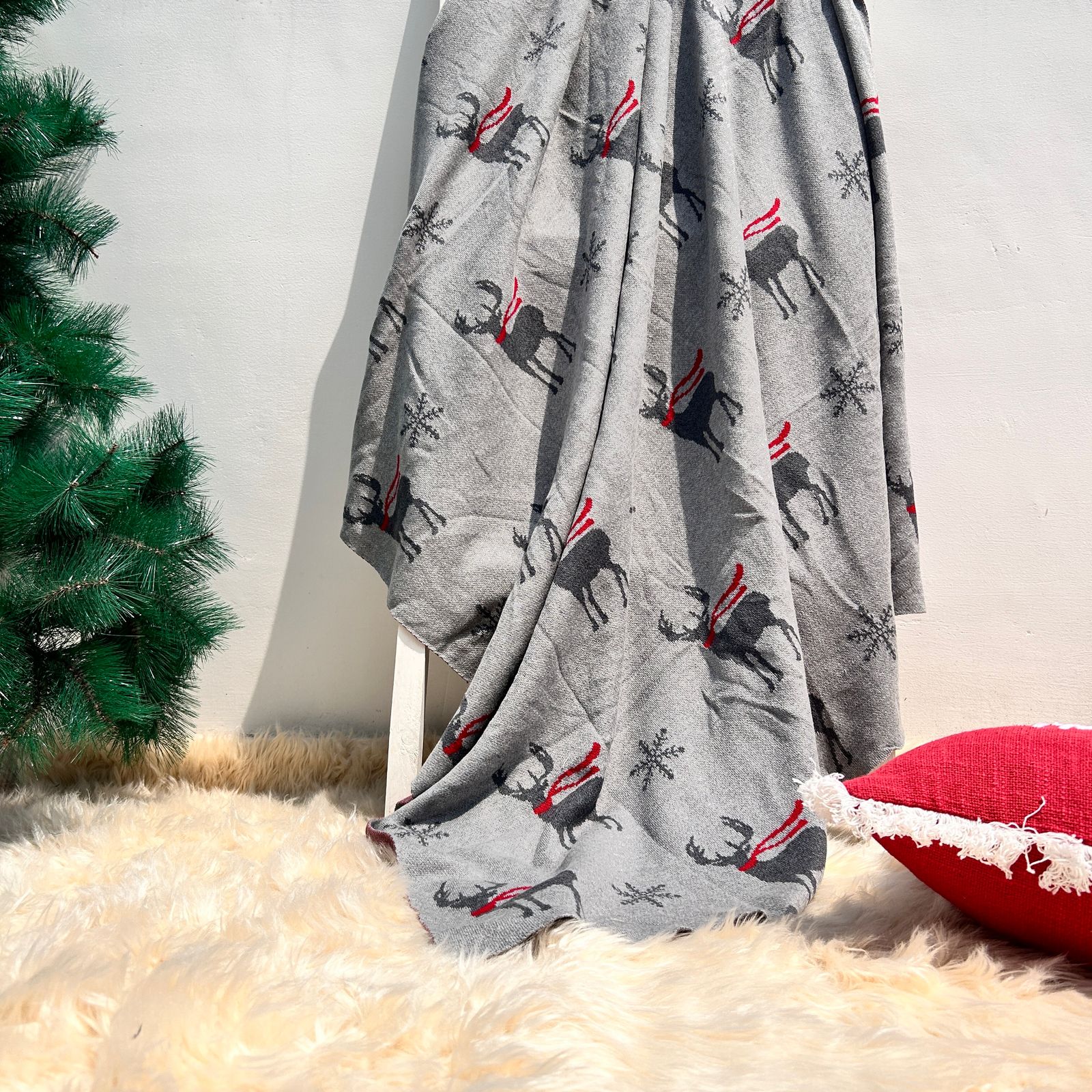 Knitted  Cotton-Blend  Sofa Throw Blanket