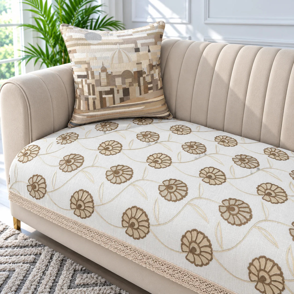 Anti Skid Embroidered Premium Sofa Cover