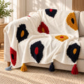 Retro Bloom Tufted Throw Blanket in Navy, Mustard & Red