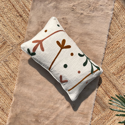 Slub-Cotton Embroidered Cushion Cover, 30cm X 50cm (12" X 20")