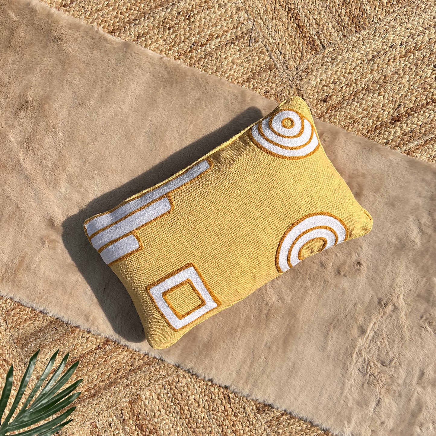 Slub-Cotton Embroidered Cushion Cover, 30cm X 50cm (12" X 20")