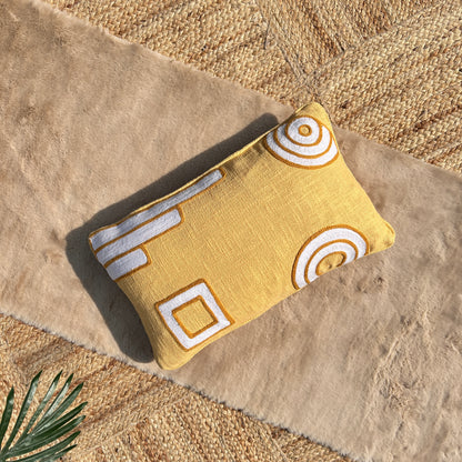 Slub-Cotton Embroidered Cushion Cover, 30cm X 50cm (12" X 20")