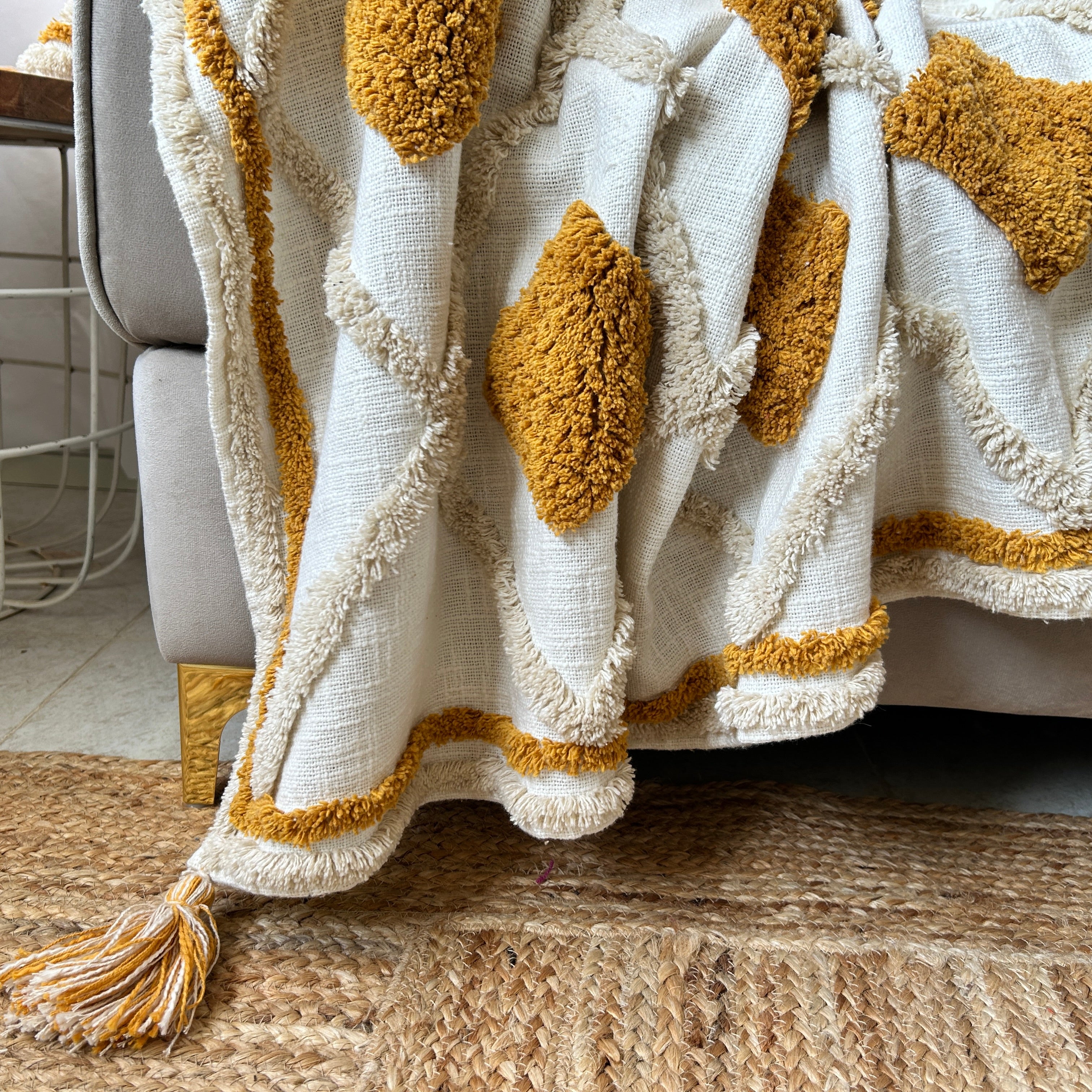 Mustard Grid Throw