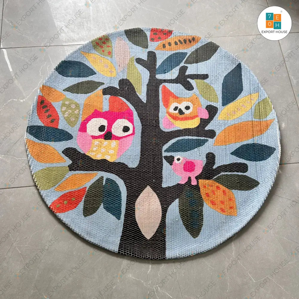 Round Kids Floor Carpet | Export House | Handloom Store in India