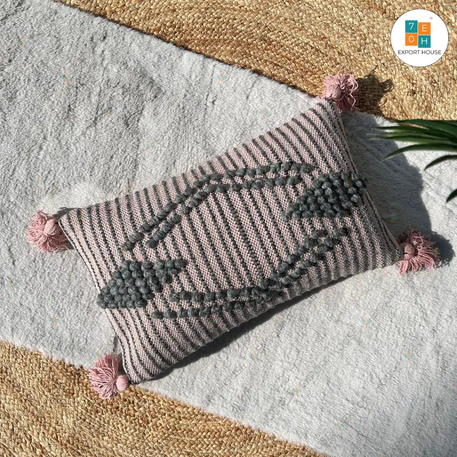 Export House Cotton Boho Lumbar Cover - Size:30cm X 50cm (12" X 20")