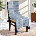Indigo Chevron Print Chair Cover with Tassels