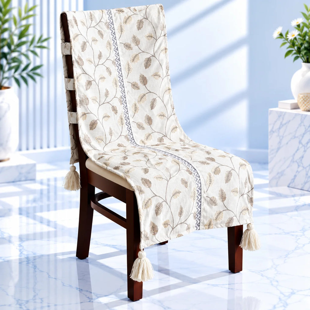 Willow Vine Leaf Pattern Chair Cover with Tassels