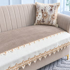 Ivory Gold Lace Jacquard Sofa Cover