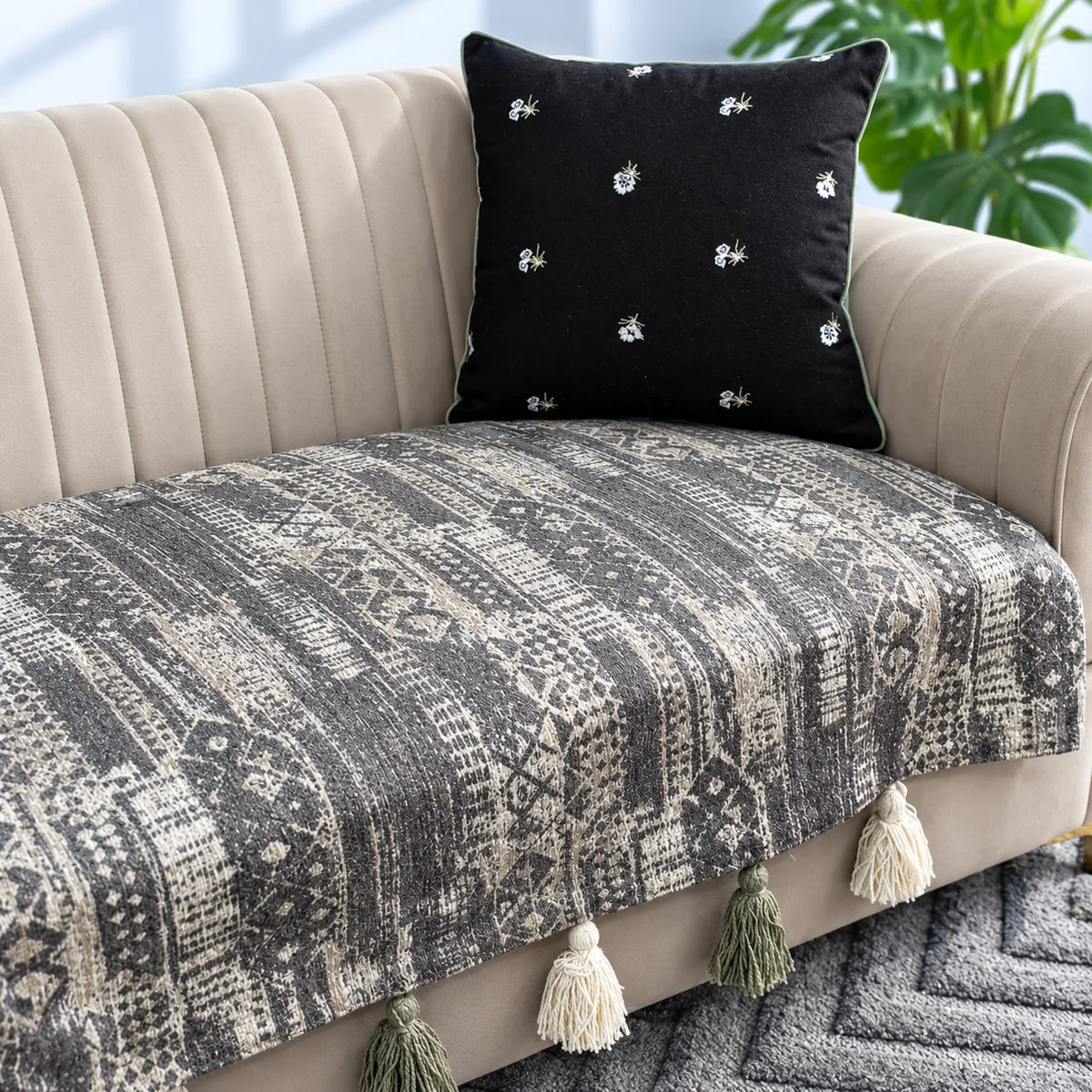 Sofa Cover with Tassels