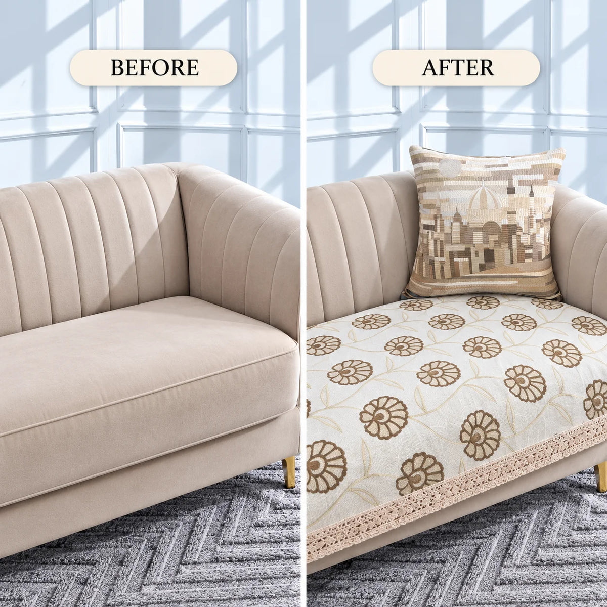 Anti Skid Embroidered Premium Sofa Cover