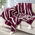 Plum Stripe Cotton Sofa Throw Blanket â€“ 50 Ã— 60 Inches
