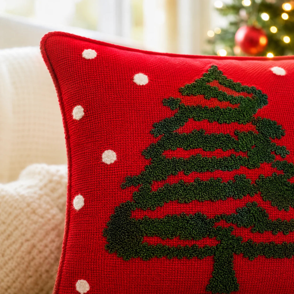 Christmas Themed Cotton Embroidered Cushion Cover, Size:40cm X 40cm (16" X 16")