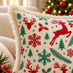 Christmas Themed Cotton Printed Cushion Cover, Size:40cm X 40cm (16" X 16")
