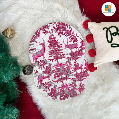 Christmas Themed Cotton Table Placemat, Size:35cm (14")