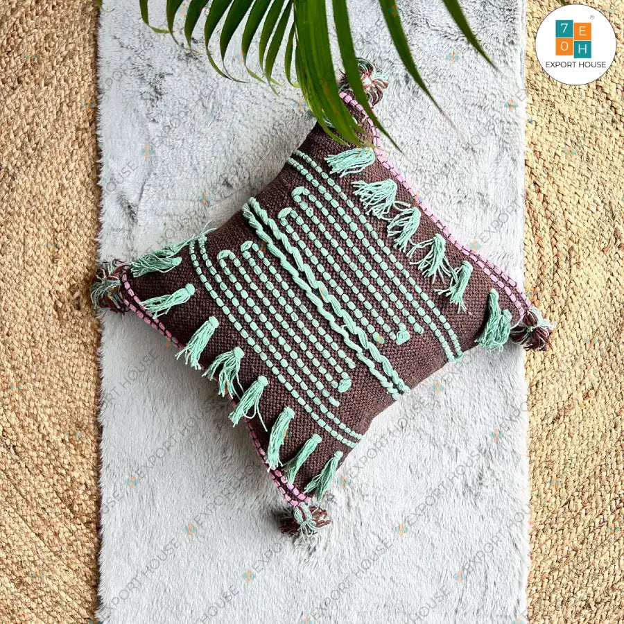 Export House Cotton Boho Cushion Cover -  Size:40cm X 40cm (16" X 16")