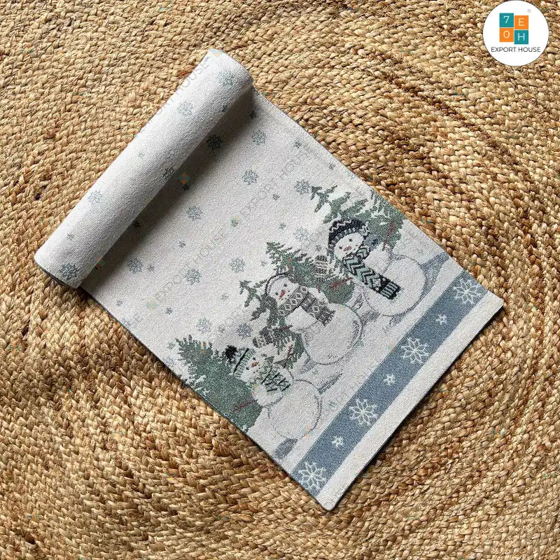 Christmas Themed Cotton Boho Table Runner, Size:33cm x 91cm (13" x 35")