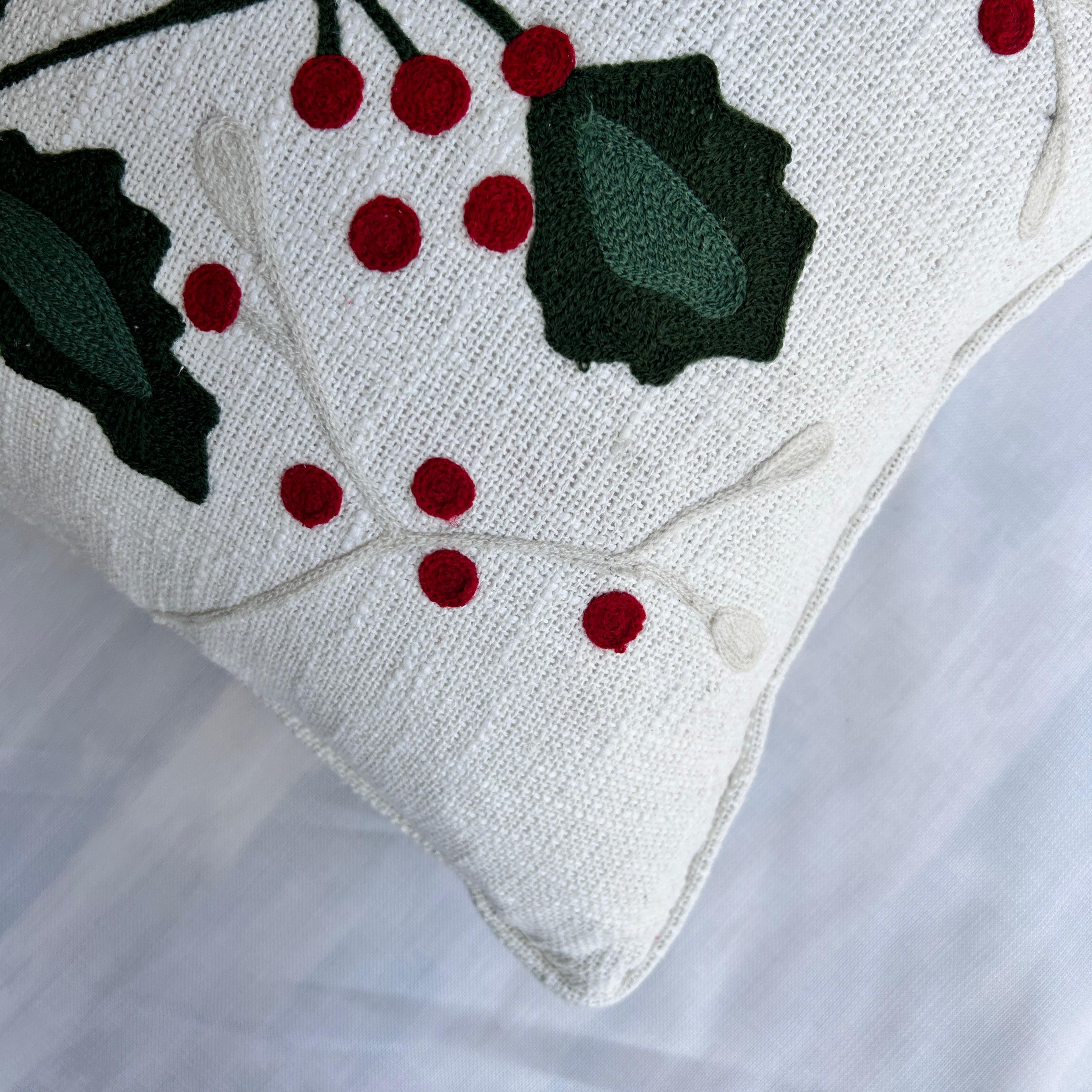 Christmas Themed Cotton Embroidered Cushion Cover, Size:40cm X 40cm (16" X 16")