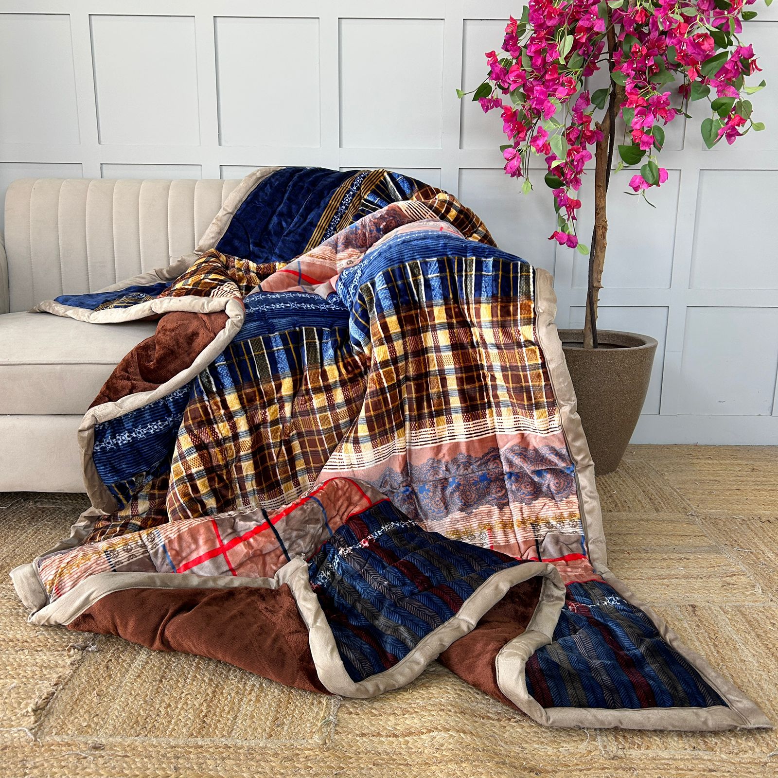Velvet Chevron Printed Quilt – Available in Single & Double Bed | Export House